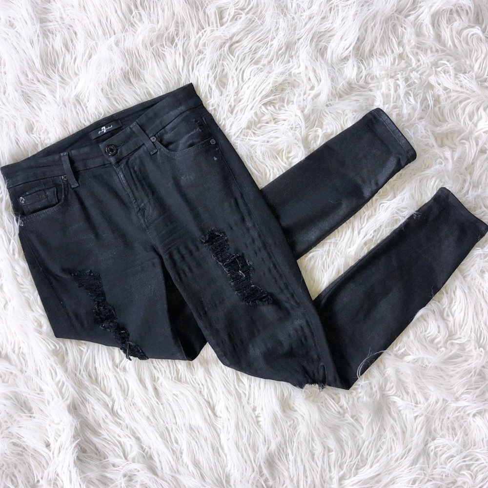 Coated Ripped Skinny Jeans